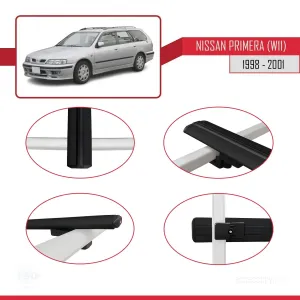 Nissan Primera (W11) 1998-2001 Arası ile uyumlu Basic Model Ara Atkı Tavan Barı SİYAH 3 ADET - Görsel 4