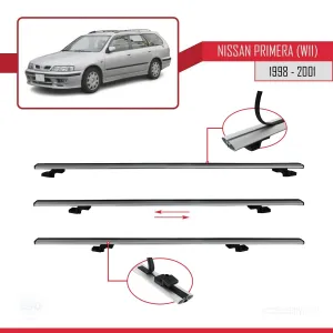 Nissan Primera (W11) 1998-2001 Arası ile uyumlu Basic Model Ara Atkı Tavan Barı GRİ 3 ADET thumb 5