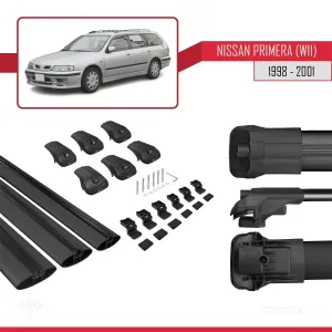 Nissan Primera (W11) 1998-2001 Arası ile uyumlu ACE-1 Ara Atkı Tavan Barı SİYAH 3 ADET BAR thumb 5