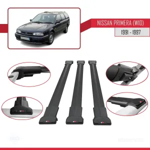 Nissan Primera (W10) 1991-1997 Arası ile Uyumlu FLY Model Ara Atkı Tavan Barı SİYAH 3 ADET BAR thumb 5