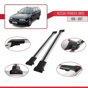 Nissan Primera (W10) 1991-1997 Arası ile Uyumlu FLY Model Ara Atkı Tavan Barı GRİ thumb 5