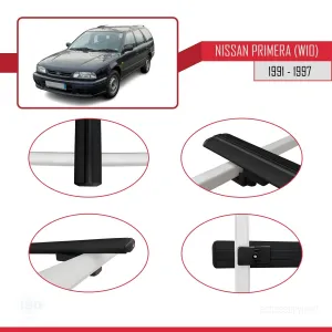 Nissan Primera (W10) 1991-1997 Arası ile uyumlu Basic Model Ara Atkı Tavan Barı SİYAH 3 ADET thumb 4