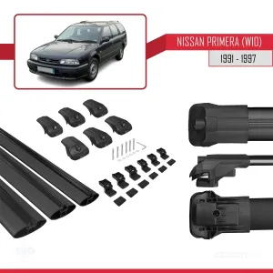 Nissan Primera (W10) 1991-1997 Arası ile uyumlu ACE-1 Ara Atkı Tavan Barı SİYAH 3 ADET BAR - Görsel 5