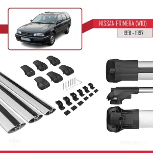 Nissan Primera (W10) 1991-1997 Arası ile uyumlu ACE-1 Ara Atkı Tavan Barı GRİ 3 ADET BAR thumb 5