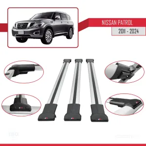 Nissan Patrol Y62 2011 ve Sonrası ile uyumlu FLY Model Ara Atkı Tavan Barı GRİ 3 ADET BAR thumb 5