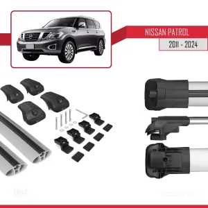 Nissan Patrol Y62 2011 ve Sonrası ile uyumlu ACE-1 Ara Atkı Tavan Barı GRİ thumb 5