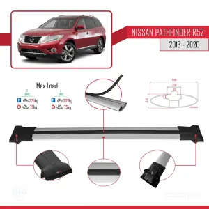 Nissan Pathfinder (R52) 2013-2020 Arası ile Uyumlu FLY Model Ara Atkı Tavan Barı GRİ 3 ADET BAR thumb 4