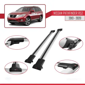 Nissan Pathfinder (R52) 2013-2020 Arası ile uyumlu FLY Model Ara Atkı Tavan Barı GRİ thumb 5