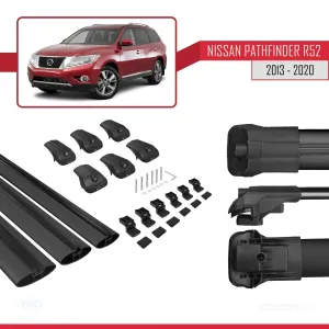 Nissan Pathfinder (R52) 2013-2020 Arası ile uyumlu ACE-1 Ara Atkı Tavan Barı SİYAH 3 ADET BAR thumb 5