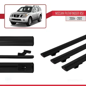 Nissan Pathfinder (R51) 2004-2012 Arası ile uyumlu Basic Model Ara Atkı Tavan Barı SİYAH 3 ADET thumb 3