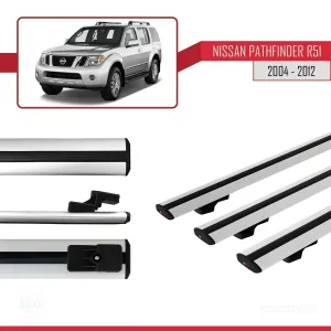 Nissan Pathfinder (R51) 2004-2012 Arası ile uyumlu Basic Model Ara Atkı Tavan Barı GRİ 3 ADET thumb 3