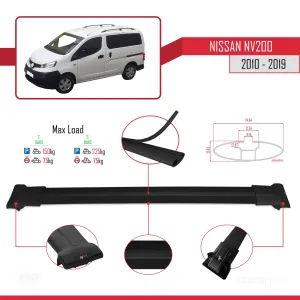 Nissan NV200 2010-2019 Arası ile uyumlu FLY Model Ara Atkı Tavan Barı SİYAH thumb 4