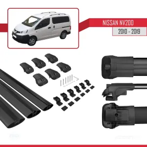 Nissan NV200 2010-2019 Arası ile uyumlu ACE-1 Ara Atkı Tavan Barı SİYAH 3 ADET BAR thumb 5
