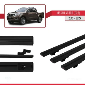 Nissan NP300 (D23) 2015 ve Sonrası ile uyumlu Basic Model Ara Atkı Tavan Barı SİYAH 3 ADET thumb 5