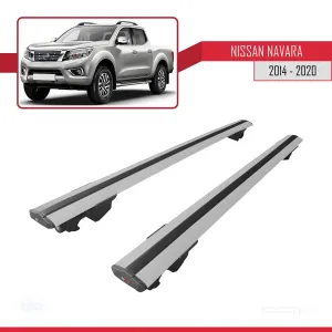 Nissan Navara 2014-2020 Arası ile uyumlu HOOK Model Anahtar Kilitli Ara Atkı Tavan Barı GRİ thumb 4