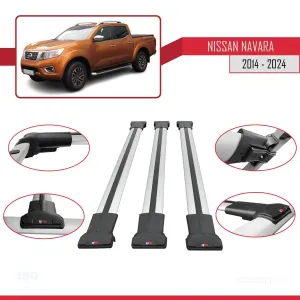 Nissan Navara 2014 ve Sonrası ile Uyumlu FLY Model Ara Atkı Tavan Barı GRİ 3 ADET BAR thumb 5
