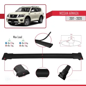 Nissan Armada Y62 2017-2020 Arası ile uyumlu FLY Model Ara Atkı Tavan Barı SİYAH 3 ADET BAR thumb 4