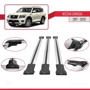 Nissan Armada Y62 2017-2020 Arası ile uyumlu FLY Model Ara Atkı Tavan Barı GRİ 3 ADET BAR thumb 5