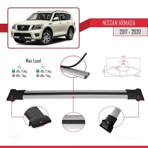Nissan Armada Y62 2017-2020 Arası ile uyumlu FLY Model Ara Atkı Tavan Barı GRİ thumb 4