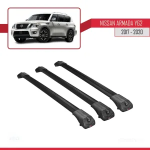Nissan Armada Y62 2017-2020 Arası ile uyumlu ACE-1 Ara Atkı Tavan Barı SİYAH 3 ADET BAR thumb 3