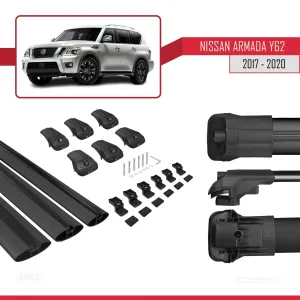 Nissan Armada Y62 2017-2020 Arası ile uyumlu ACE-1 Ara Atkı Tavan Barı SİYAH 3 ADET BAR thumb 5