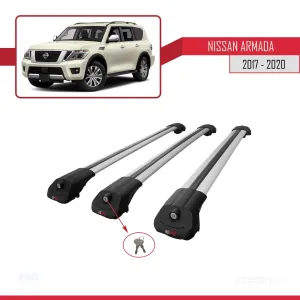 Nissan Armada Y62 2017-2020 Arası ile uyumlu ACE-1 Ara Atkı Tavan Barı GRİ 3 ADET BAR thumb 4