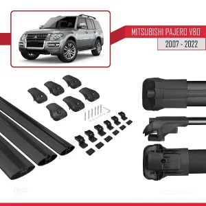 Mitsubishi Pajero (V80) 2007-2022 Arası ile uyumlu ACE-1 Ara Atkı Tavan Barı SİYAH 3 ADET BAR thumb 5