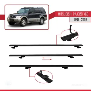 Mitsubishi Pajero (V60) 5 Kapı 1999-2006 Arası ile uyumlu Basic Model Ara Atkı Tavan Barı SİYAH 3 ADET thumb 5