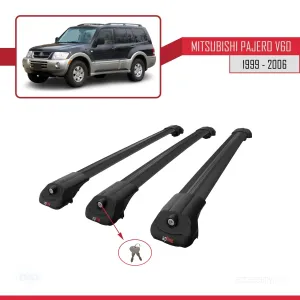 Mitsubishi Pajero (V60) 5 Kapı 1999-2006 Arası ile uyumlu ACE-1 Ara Atkı Tavan Barı SİYAH 3 ADET BAR thumb 4