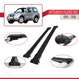 Mitsubishi Pajero (V60) 3 Kapı 1999-2006 Arası ile uyumlu FLY Model Ara Atkı Tavan Barı SİYAH thumb 5