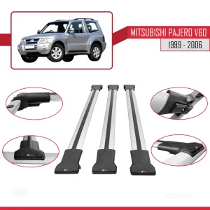 Mitsubishi Pajero (V60) 3 Kapı 1999-2006 Arası ile uyumlu FLY Model Ara Atkı Tavan Barı GRİ 3 ADET thumb 5