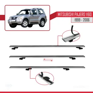 Mitsubishi Pajero (V60) 3 Kapı 1999-2006 Arası ile uyumlu Basic Model Ara Atkı Tavan Barı GRİ 3 ADET thumb 5