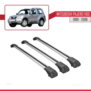 Mitsubishi Pajero (V60) 3 Kapı 1999-2006 Arası ile uyumlu ACE-1 Ara Atkı Tavan Barı GRİ 3 ADET BAR thumb 3