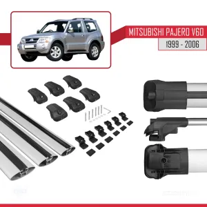 Mitsubishi Pajero (V60) 3 Kapı 1999-2006 Arası ile uyumlu ACE-1 Ara Atkı Tavan Barı GRİ 3 ADET BAR thumb 5