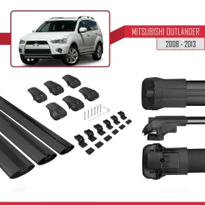 Mitsubishi Outlander 2008-2013 Arası ile uyumlu ACE-1 Ara Atkı Tavan Barı SİYAH 3 ADET BAR thumb 5