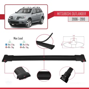 Mitsubishi Outlander 2006-2013 Arası ile Uyumlu FLY Model Ara Atkı Tavan Barı SİYAH 3 ADET BAR thumb 4