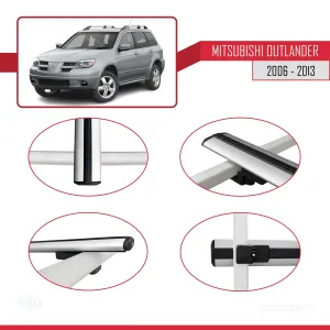 Mitsubishi Outlander 2006-2013 Arası ile uyumlu Basic Model Ara Atkı Tavan Barı GRİ 3 ADET thumb 4