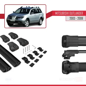 Mitsubishi Outlander 2003-2008 Arası ile uyumlu ACE-1 Ara Atkı Tavan Barı SİYAH thumb 5