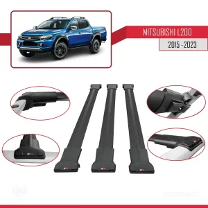 Mitsubishi L200 2015-2023 Arası ile Uyumlu FLY Model Ara Atkı Tavan Barı SİYAH 3 ADET BAR thumb 5