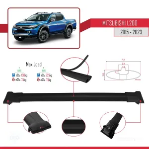 Mitsubishi L200 2015-2023 Arası ile Uyumlu FLY Model Ara Atkı Tavan Barı SİYAH thumb 4
