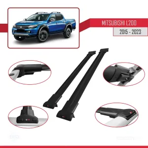 Mitsubishi L200 2015-2023 Arası ile Uyumlu FLY Model Ara Atkı Tavan Barı SİYAH thumb 5