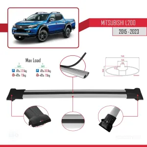 Mitsubishi L200 2015-2023 Arası ile Uyumlu FLY Model Ara Atkı Tavan Barı GRİ 3 ADET BAR thumb 4