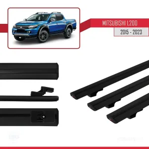 Mitsubishi L200 2015-2023 Arası ile uyumlu Basic Model Ara Atkı Tavan Barı SİYAH 3 ADET thumb 3
