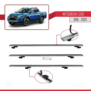 Mitsubishi L200 2015-2023 Arası ile uyumlu Basic Model Ara Atkı Tavan Barı GRİ 3 ADET thumb 5