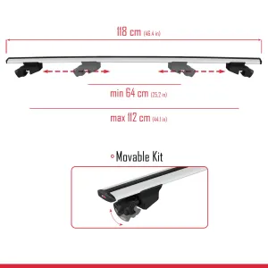 Mitsubishi Eclipse CROSS (GK) 2018 ve Sonrası ile uyumlu HOOK Model Anahtar Kilitli Ara Atkı Tavan Barı GRİ - Görsel 3