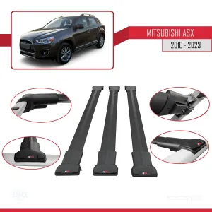 Mitsubishi ASX 2010-2023 Arası ile Uyumlu FLY Model Ara Atkı Tavan Barı SİYAH 3 ADET BAR thumb 5