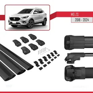 MG ZS 2018 ve Sonrası ile Uyumlu ACE-1 Ara Atkı Tavan Barı SİYAH 3 ADET BAR - Görsel 5