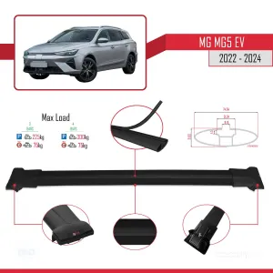 MG MG5 EV 2022 ve sonrası ile uyumlu FLY Model Ara Atkı Tavan Barı SİYAH 3 ADET thumb 4