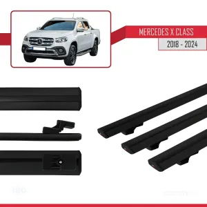 Mercedes X Class 2018 ve Sonrası ile uyumlu Basic Model Ara Atkı Tavan Barı SİYAH 3 ADET thumb 5