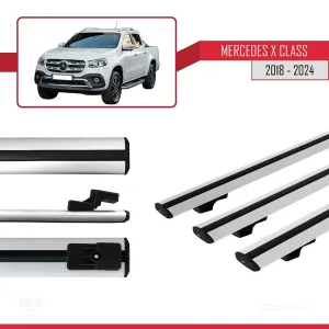 Mercedes X Class 2018 ve Sonrası ile uyumlu Basic Model Ara Atkı Tavan Barı GRİ 3 ADET thumb 5